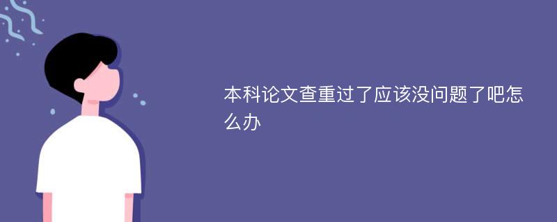 本科论文查重过了应该没问题了吧怎么办